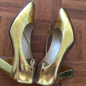 Chanel Gold Mary Janes